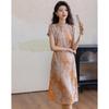 Demana New Chinese Style Glossy Satin Jacquard Qipao Dress