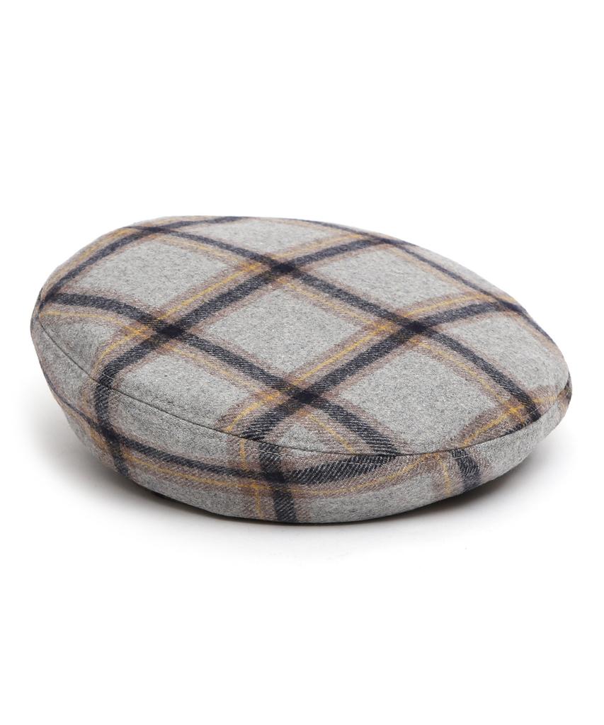 Eondeokeonteulolseutyudio Winter Check Pattern Beret Full Moon Beret / Wool Check / Smoke Grey