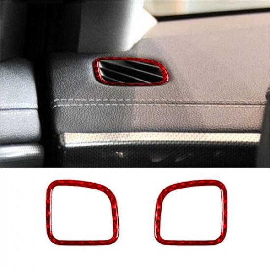 For 2008-13 Cadillac CTS Red Carbon Fiber Interior Dashboard Air Vent Cover Trim