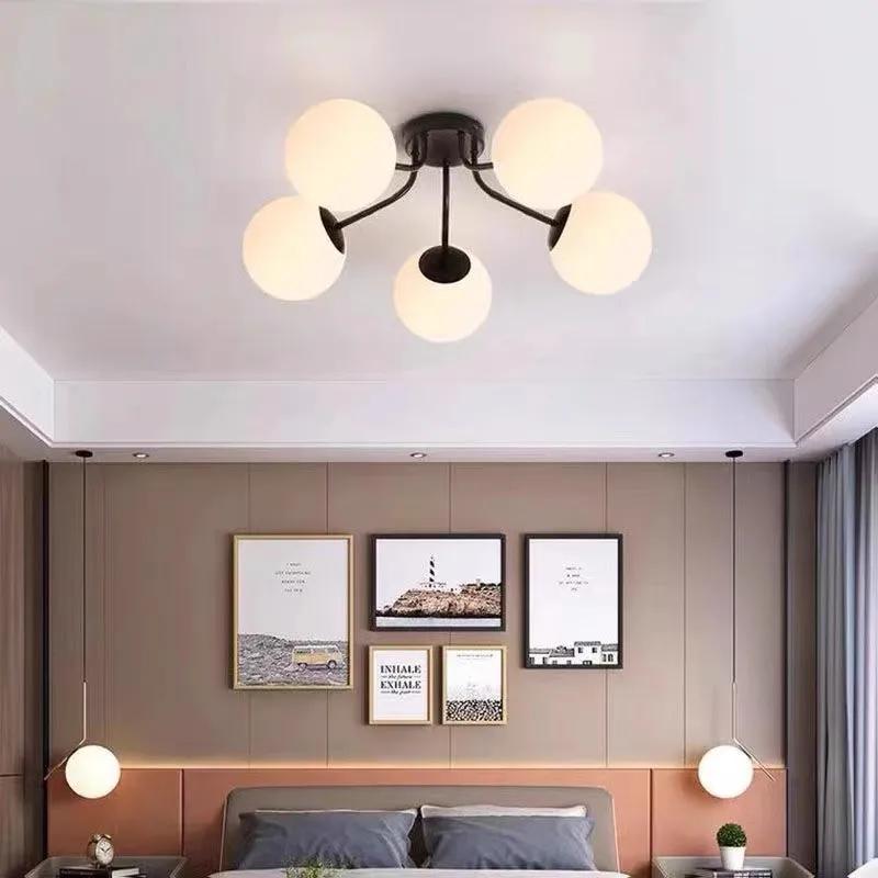 Minimalist Magic Bean LED Chandelier Ceiling Lamp Living Room Bedroom Restaurant Glass Ball Chandelier Indoor Decor Lighting