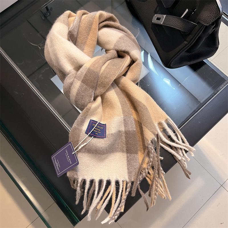 2024 British Red Plaid Imitation Cashmere Scarf: Warm Winter Gift Neck Shawl