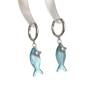 Y2K Blue Small Fish Pendant Earrings for Women Fashion Sweet Crystal Asymmetric Ear Buckle Seaside Vacation Jewelry Accessories