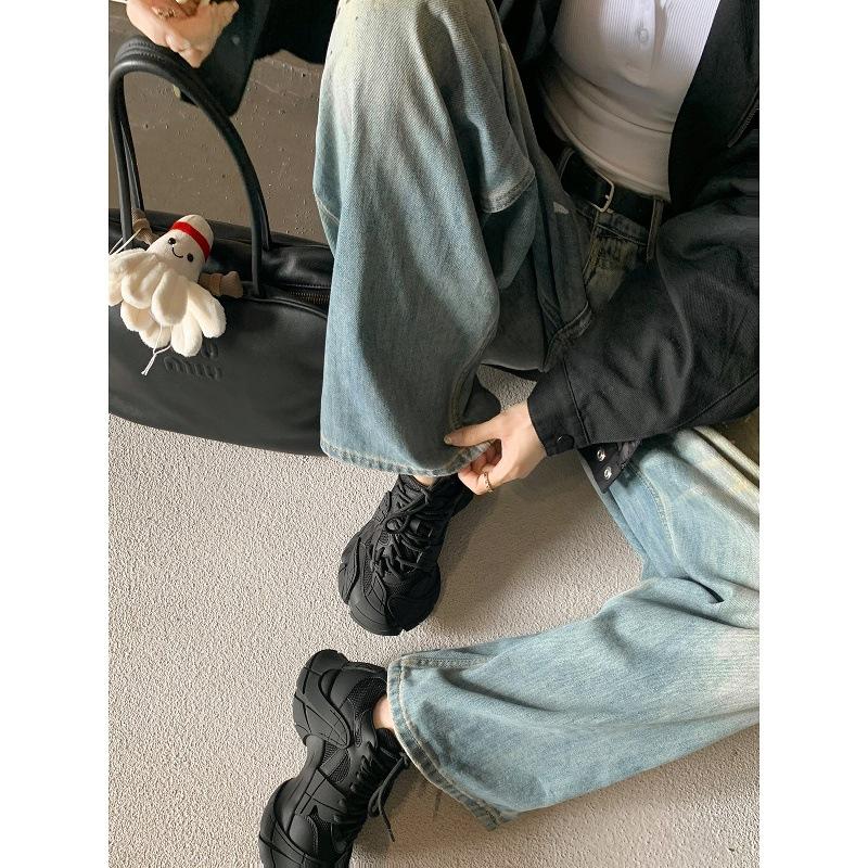 Cowhide~ Grape Mom The Same Style Has a Height Increase of 6cm, and the Explosive Fire Octopus Dad Shoes Have Thick Soles and Versatile Sports Shoes.