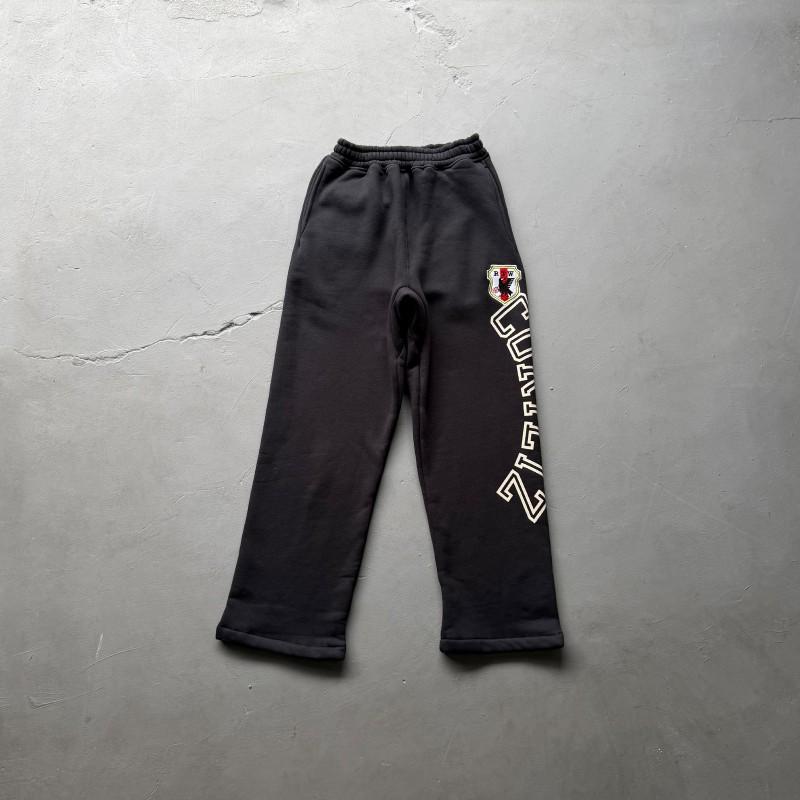 Erkek Retro Nakışlı Yama Kapüşonlu Fermuarlı Sweatshirt Seti - Siyah Pamuklu Polar Eşofman Takımı Sonbahar