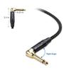 Cable Matters Guitar Cable, 0.9m, Shielded, Set of 2, 6.35mm Mono Plug, TS Straight to L-Shaped Plug, for Instruments