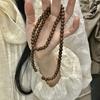 Handmade Golden Silk Sandalwood Bamboo Joint Multi-Loop Bracelet, Retro New Chinese National Style Unisex Jewelry, Travel Souvenir