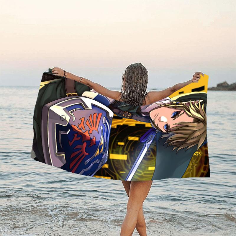 1pc Game Zelda Beach Towel, Beach and Seaside Swimming Pool Equipment, Fashion Pattern, Rectangular, Travel Essentials