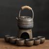 Japanese Style Coarse Pottery Tea-Boiling Stove Alcohol Stove Warm Tea Teapot Warmer Antique Tea Ceremony Kung Fu Tea Set