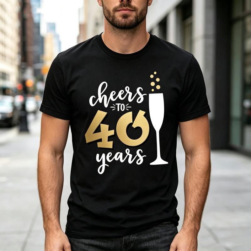 Cheers To 40 Years Graphic T Shirt 40th Birthday Champagne Print Unisexs Soft 100 Cotton Top Y2k