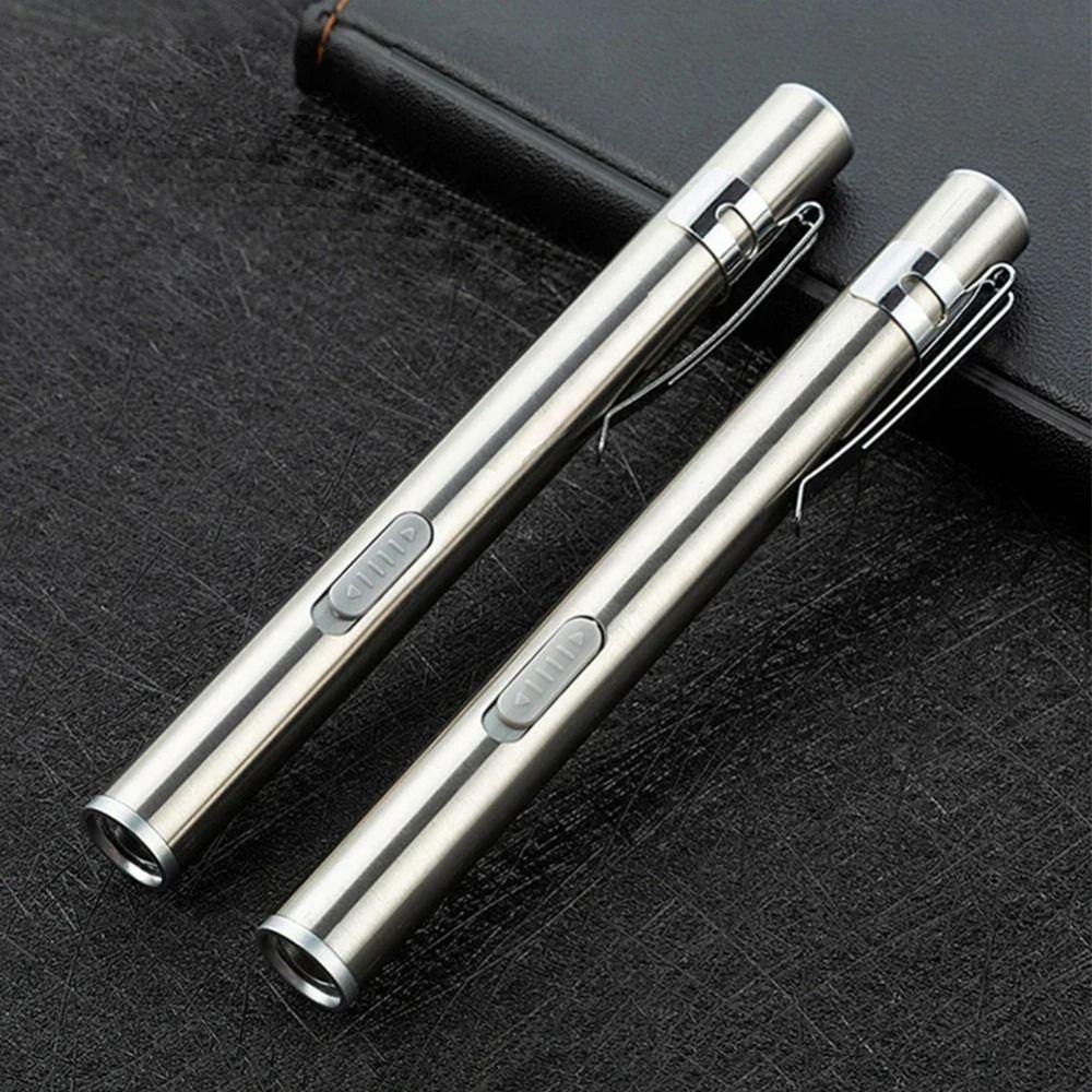 Yellow/ White Light Doctors Pen Light Stainless Steel LED Mini Torch Nurse Pocket Flashlight  Nurse