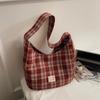 Borsa a tracolla Fashi a quadri da donna, borsa a spalla casual in tela, borsa tote di grande capacità, texture comoda e versatile, borse portaoggetti