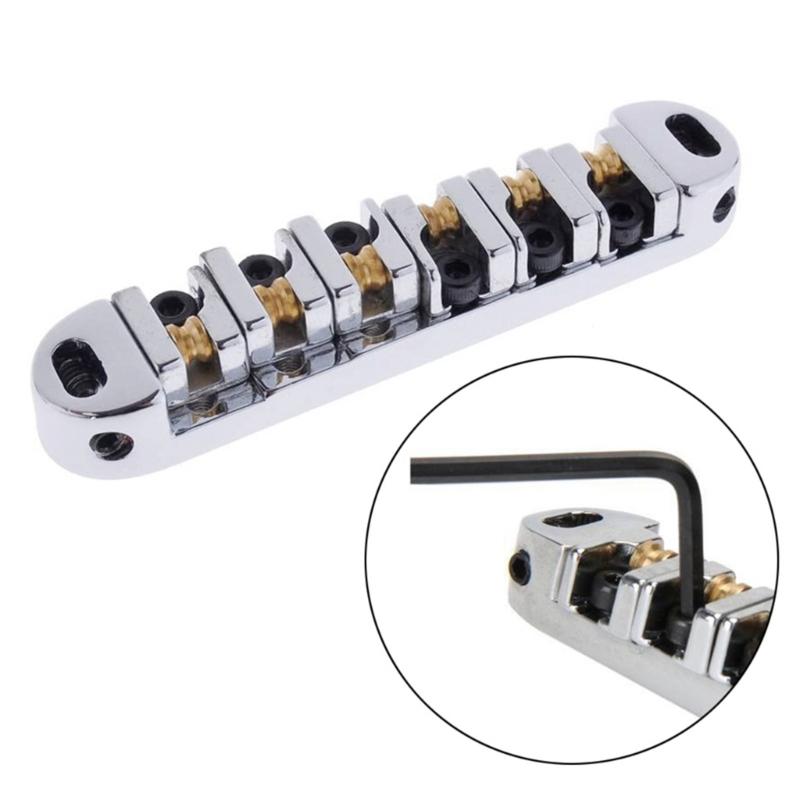 Saddle Bridges with Studs Practical Tailpiece Bridge Roller Saddle Bridge Portable Guitars Replacement Bridge Kit