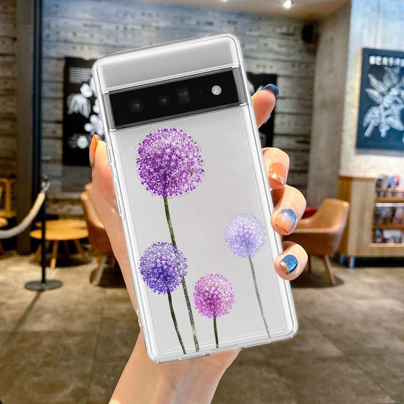 

Чехол для телефона подсолнух Лаванда Фиолетовый Цветок Для Google Pixel 8 7 6 Pro 6A 5 4 5A 4A 3A XL 5G Силиконовый Ударопрочный ТПУ Прозрачный Чехол Pixel 4A 5G