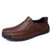 Fashion Comfortable Mens Soft-Soled Slip On Flats Casual Leather Loafers Versatile Business Shoes Non Slip Male Hiking Shoes Big Size 48