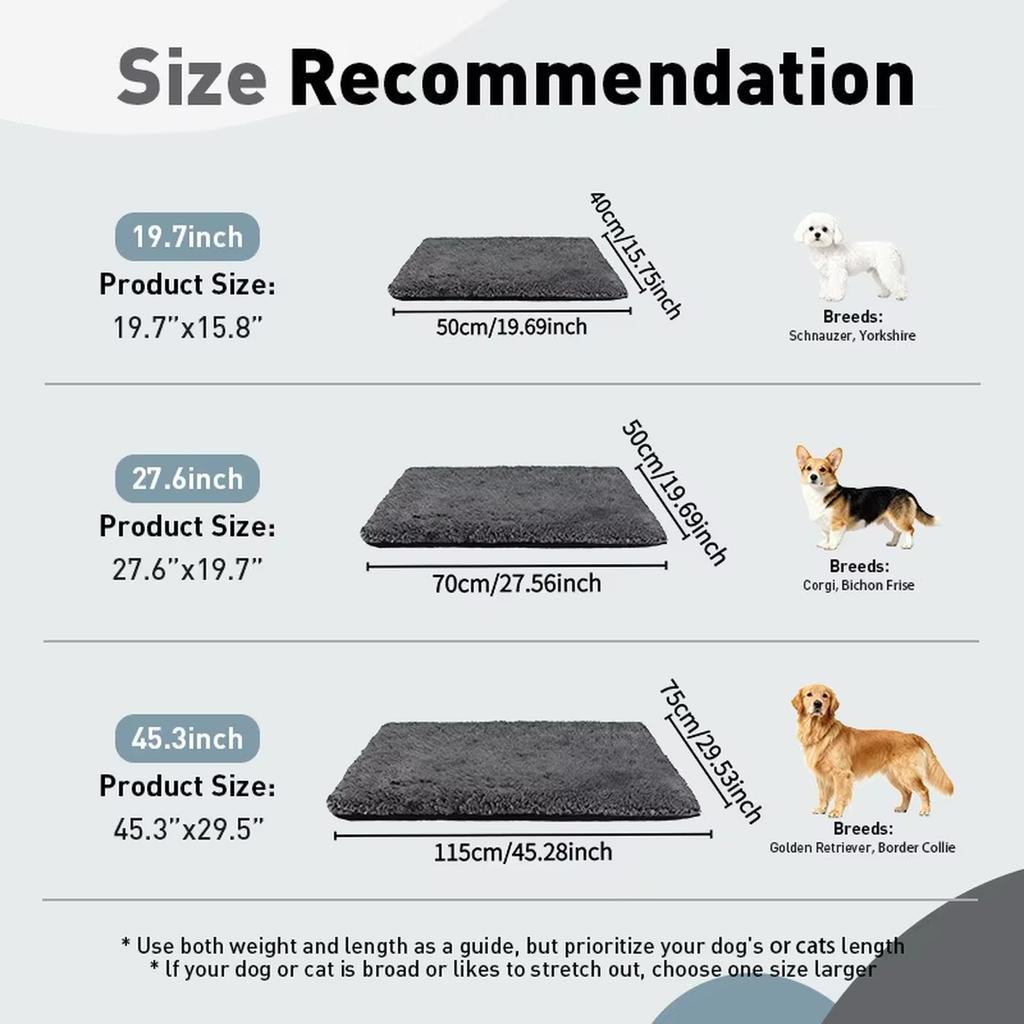 Self-Heating Pet Mat Dog Bed Warmer Pad Soft Thermal Insulated Cushion for Kennel Crate Use Size 40x50 Cm with OPP Packaging