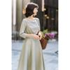 Spring and Autumn Women's Long Sleeve Round Neck Vintage Fashion Airy Bottom Dress