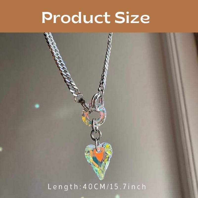 Bunte Edelsteine Liebesherz Choker Halskette Verstellbare Länge Halskette Handgefertigter Schmuck Zubehör für Teenager-Mädchen