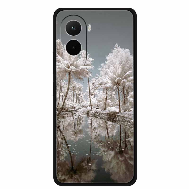 Christmas Phone Case For Poco M7 4G Case Christmas Tree Black Silicone Bumper For Xiaomi Poco M7 4G Cover PocoM7 Cartoon Coque