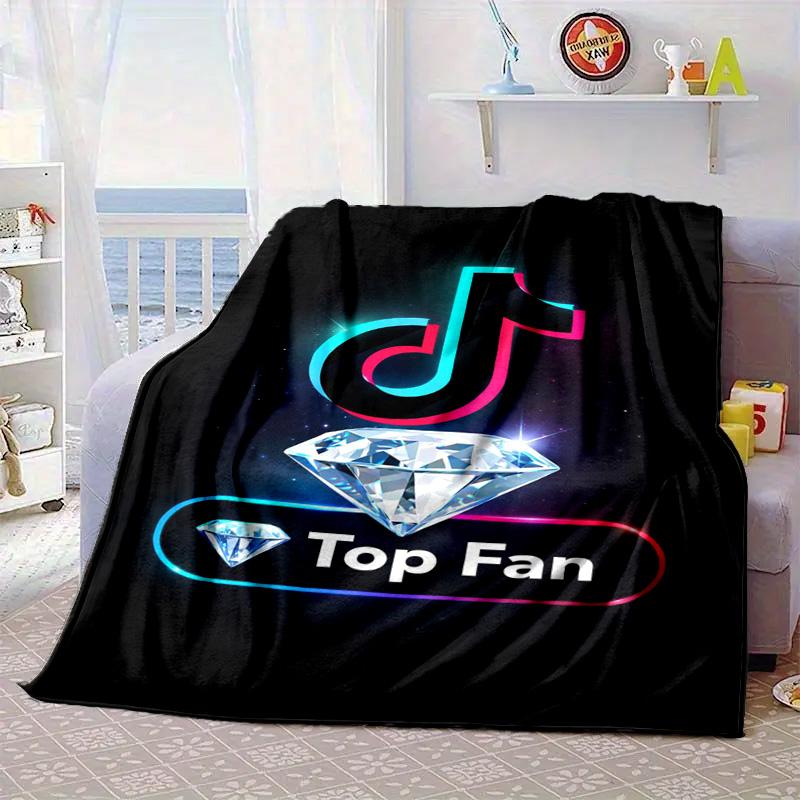 Neon Tiktok Logo Art Portable Blanket/Soft Blanket Bedding Blanket Suitable for Travel Camping Living Rooms Offices Sofas Fan Gifts