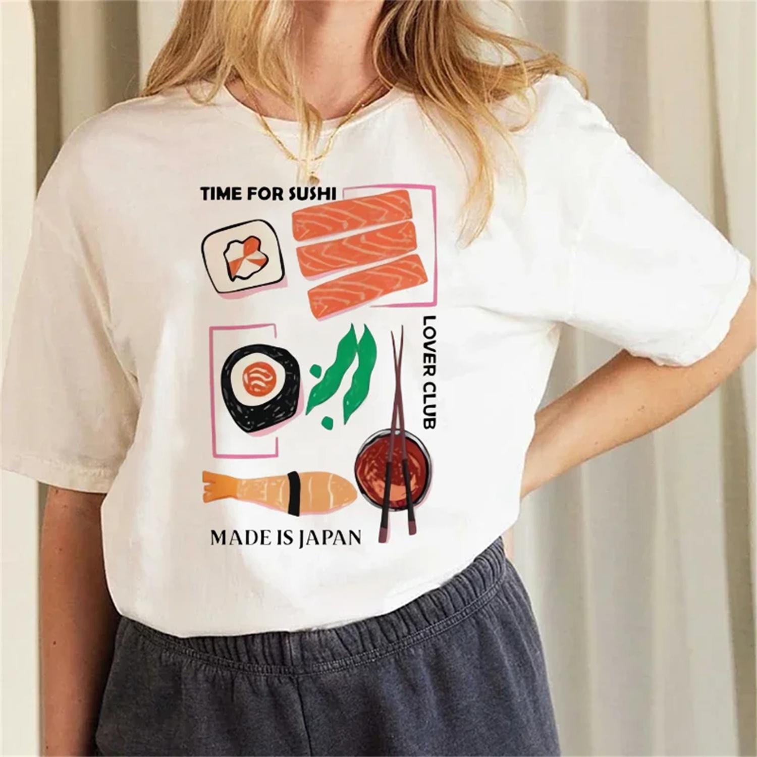 New Watercolor Printed Women s Popular T-Shirt Harajuku 90s Street Short Sleeve Cartoon Japanese Casual Women s Regular T-Shirt S