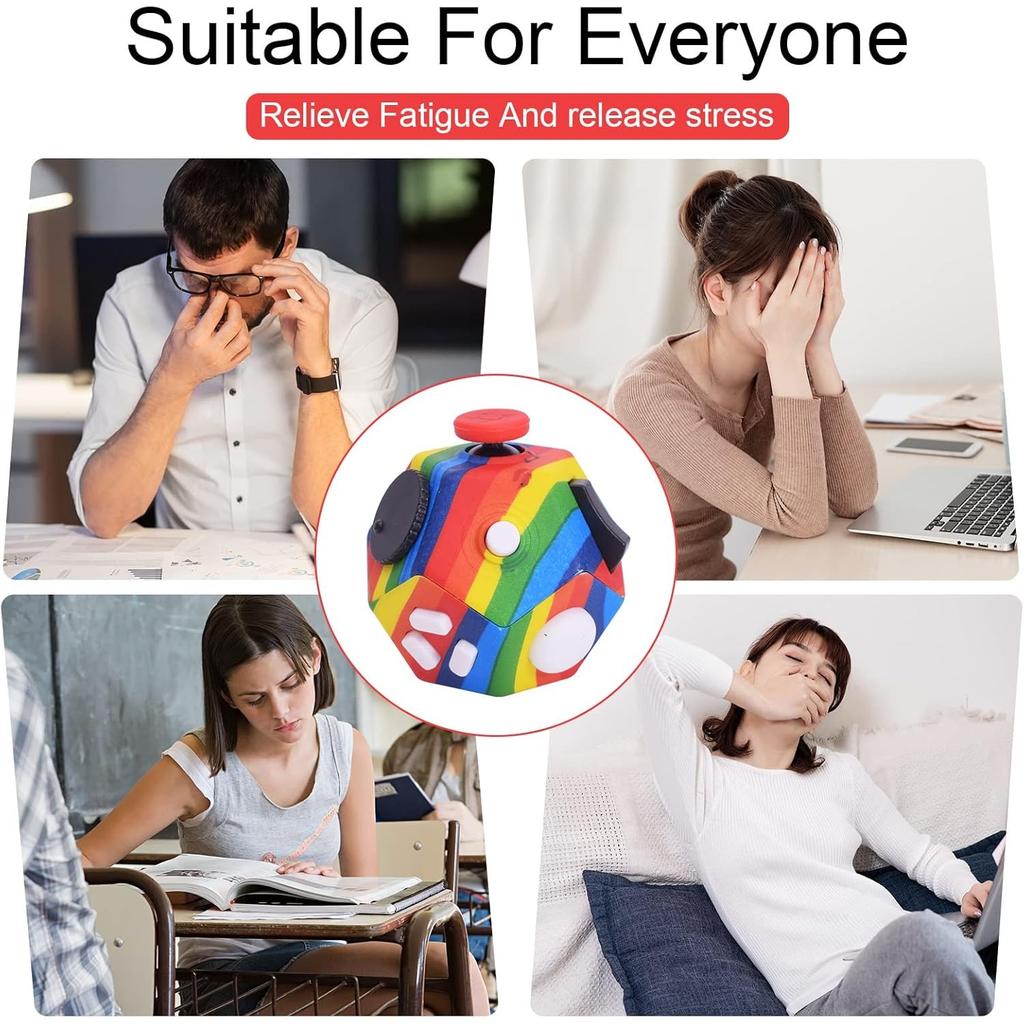 Small Fidget Toys,12 Sided Cube Toys for Kids Adults with Anxiety ADHD Autism and Relief Stress