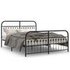 Metal Bed Frame with Headboard and Footboard Black 150x200 Cm