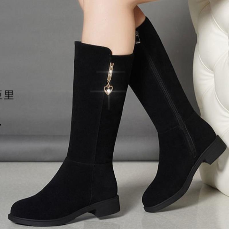 Fashion 2025New Women's Boots Fashion Suede Mid-calf Boot Plush Warm Snow Boots for Women High Top Cotton Boots Winter Boot Botas Mujer