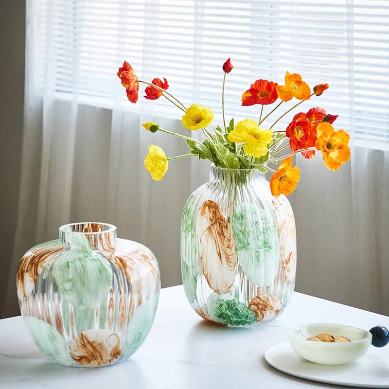 Clear Glass Vase Irregular Pattern Hydroponic Dried Flower Arrangement Terrarium Flower Vase Home Decoration Accessories