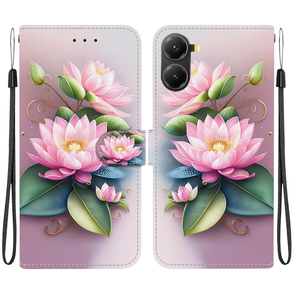 For Xiaomi Poco X7 Pro 5G/Redmi Turbo 4 5G Case Pattern Printing Leather Wallet Phone Cover with Lanyard