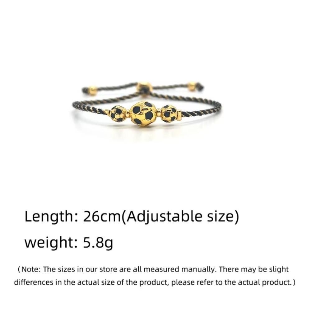 Adjustable Cord Football Beaded Bracelet Gold Silver Plated Braided Cord Bracelet  For Women Men