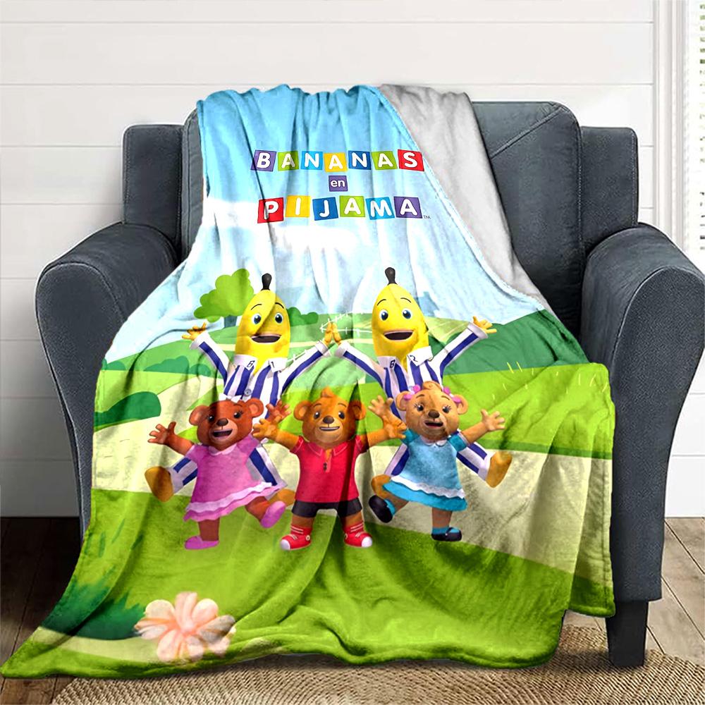 Bananas In Pyjamas Print Flannel Blanket High Quality Warm Comfortable Cover for All Seasons Perfect for Gifts Home Decor