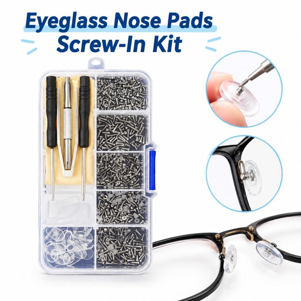 500Pcs with Screws Nose Pads Screwdriver Nuts Eyeglass Nose Pads Screw-In Kit  for Glasses