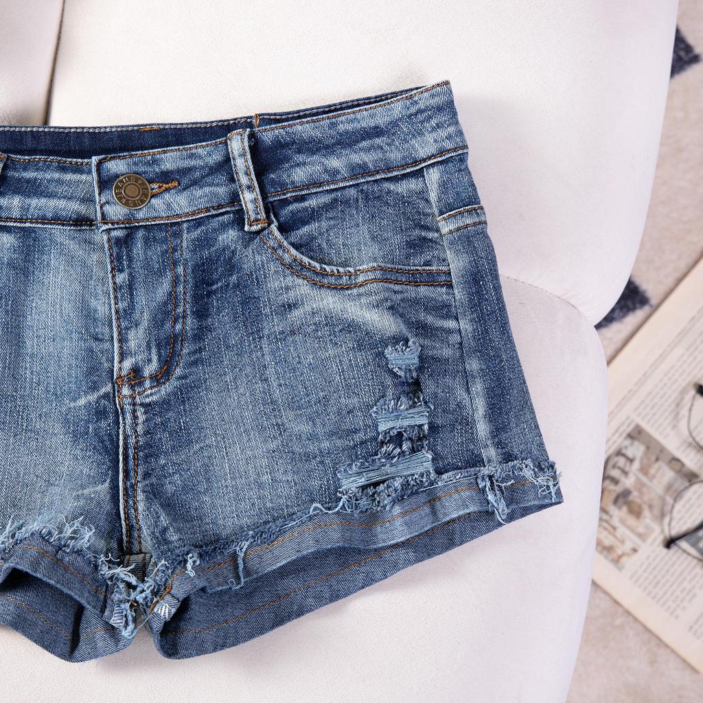 High-Waisted Plus Size European & American Sexy Denim Casual Shorts for Women