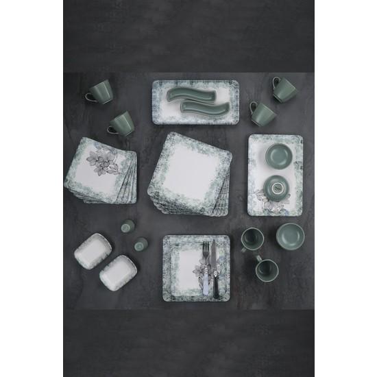 

Керамический набор для завтрака Acar Mint из 33 предметов на 6 персон