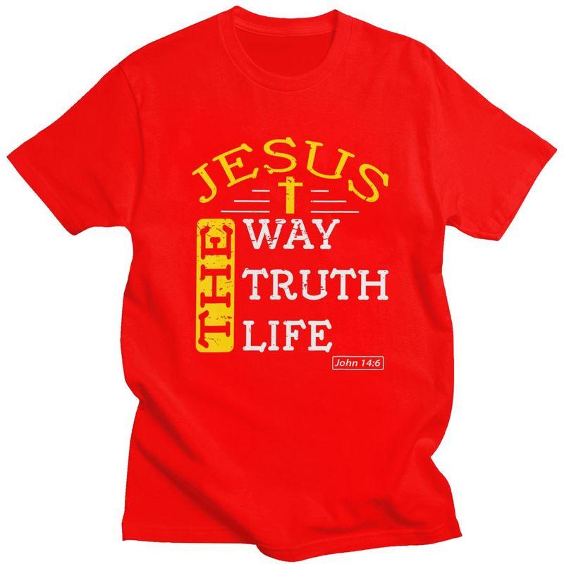 Custom Male Jesus The Way Truth Life T Shirts Short Sleeves Cotton Tshirts Streetwear Tshirt Casual Tees Loose Fit Clothes