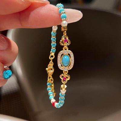 Bracciale di Perle Turchesi - Gioiello da Donna Elegante e Colorato in Nuovo Stile Cinese.