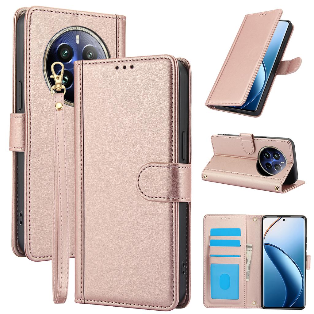 SY-003 For Realme 12 4G/12+ 5G/Narzo 70 5G/Narzo 70 Pro 5G/P1 5G Case PU Leather Phone Wallet Cover with Hand Strap