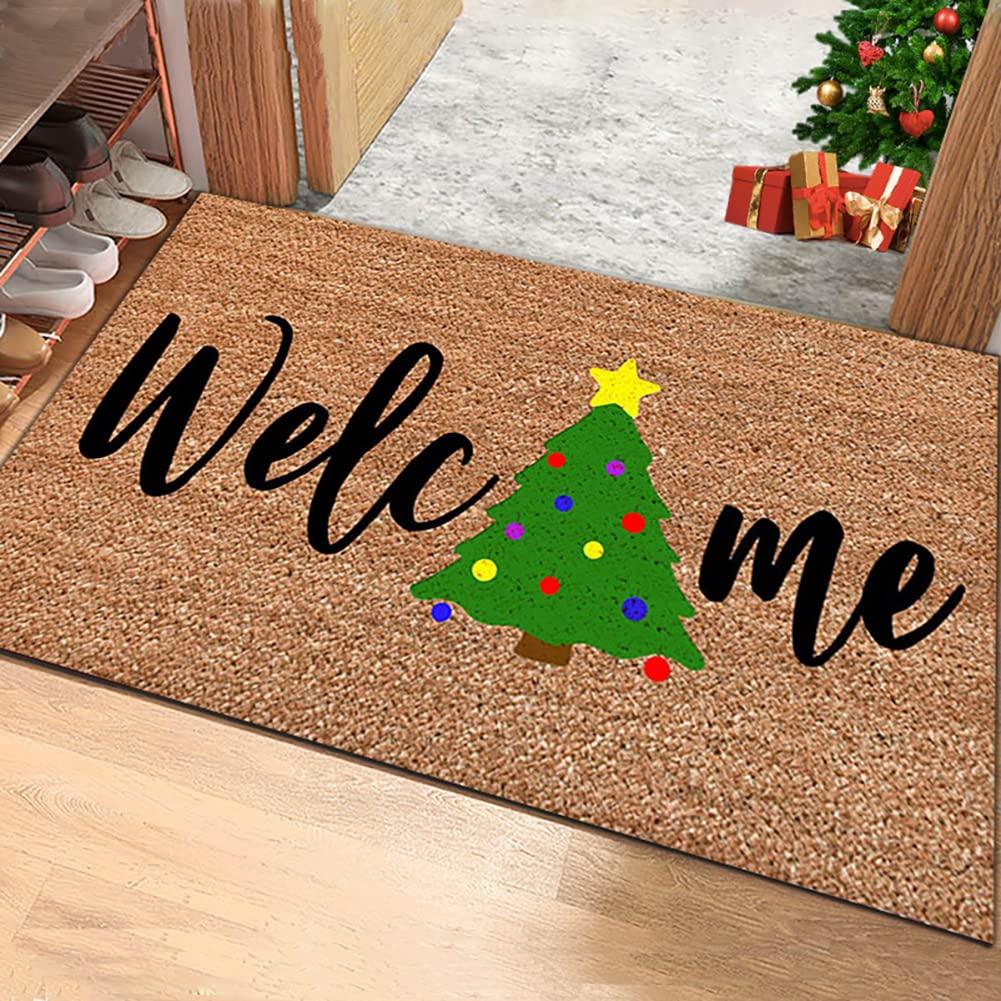 VIKAMA Christmas Cute Dwarf Floor Mat Anti-Slip Entrance Rug Indoor and Outdoor Welcome Mat Holiday Home Decoration