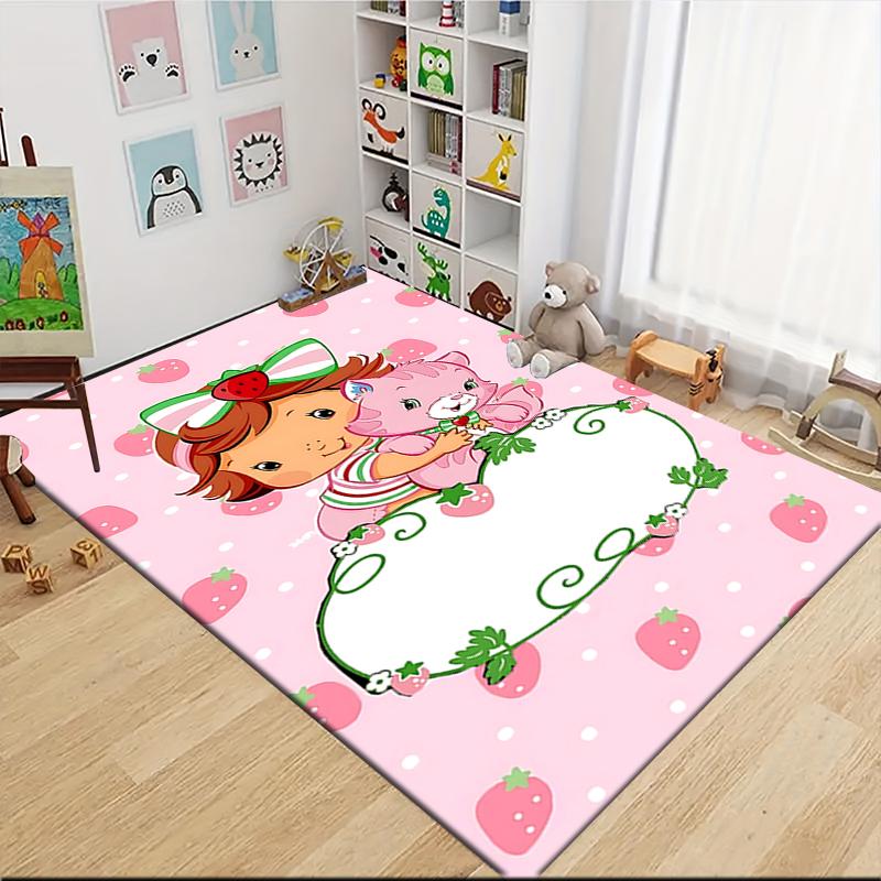 1Pc Strawberry Shortcake'S Sweet Adventure Carpet Rug Customizable Soft Washable Antislip Home Living Room Sofa Mats Personalized Rug 0917257