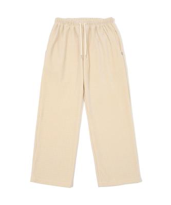 Sseochi410 Velour Waffle Wide Pants Light Beige