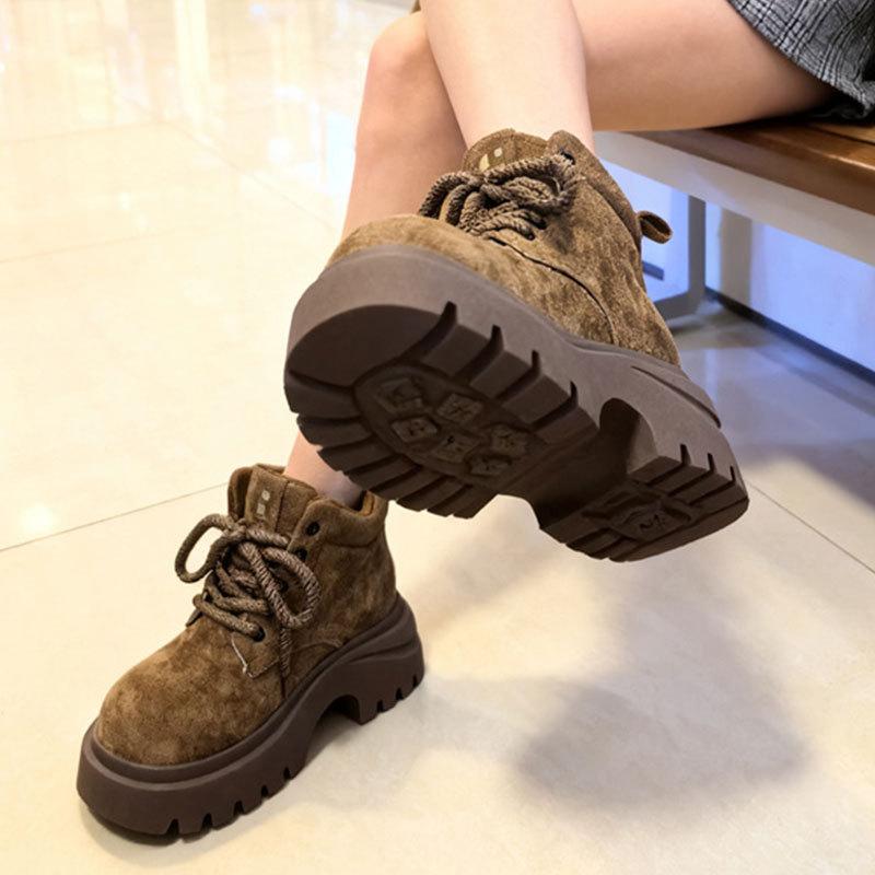 Retro Fashion Platform Martin Boots Women's Spring and Autumn New British Style Versatile Big Yellow Boots Women