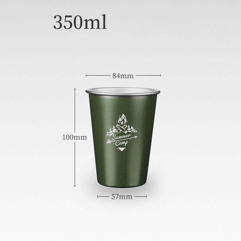Outdoor 304 Stainless Steel Water Cup Milk Cup White Wine Cup Ins Coffee Cold Drink Cup Camping Beer Cup 350ml