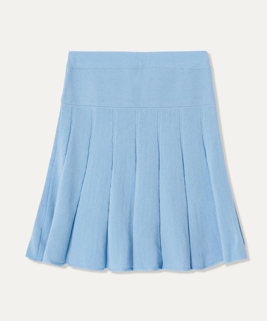MAYOL M Embroidered Pleated Knit Skirt_Sky Blue