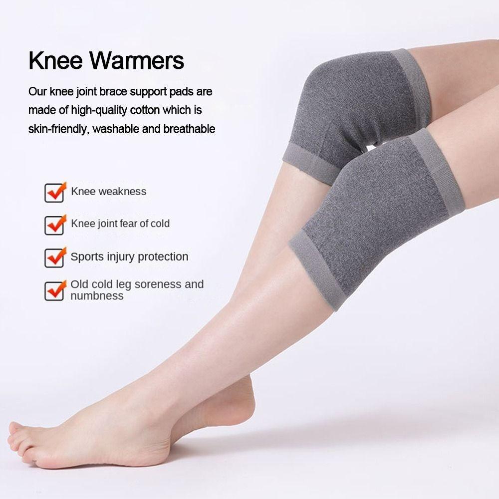 1 Pair Kneecap Support Knee Sleeve Cotton Knitted Knee Protector Plush Leg Warmers  Spring Running