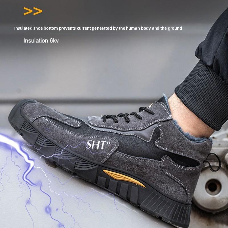 Men's Safety Shoes Thickened Keep Warmer Fleece-lined Men Women Anti-smash Winter with Steel Toe Cap Puncture Safety Sneakers