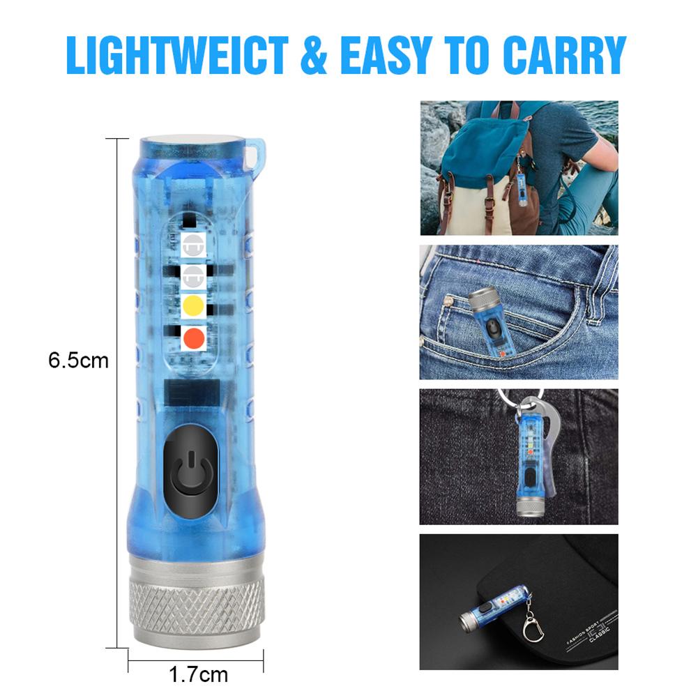 Mini Multitool Camping Survival Light USB Rechargeable LED Flashlight Keychain Pocket Torch Lamp Outdoor Emergency Gadgets