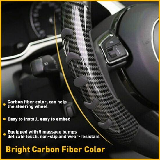 2X Carbon Fiber Car Auto Steering Wheel Booster Cover NonSlip Universal EOA
