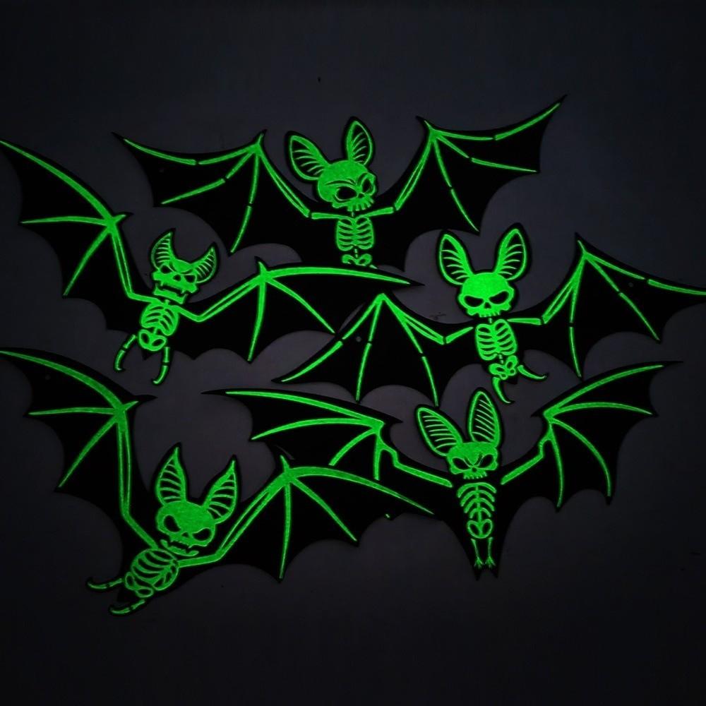 10pcs Halloween Glowing Hanging Bats PP Material Realistic 3D Bats Decorations Horror Theme Glow-in-the-Dark Bats Outdoor Decor