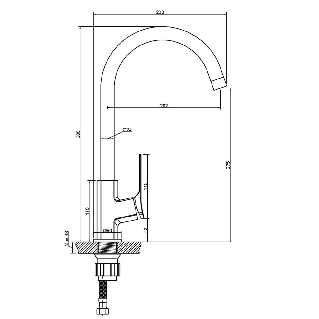 Neri Plus Kitchen Sink Tap, Copper Color