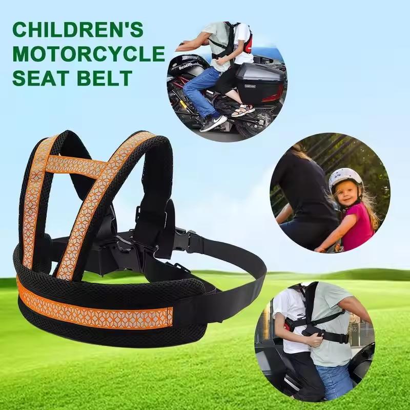 Universal Motorcycle Safety Belt For Kids Toddlers Breathable Shoulder Straps Seat Harness Adjustable Child Reflective Design